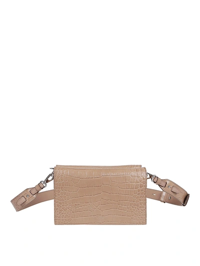 Tod's Double Flap Croco Leather Crossbody Bag In Pink