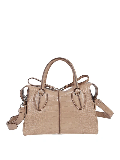 Tod's D-styling Small Bowling Bag In Beige