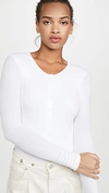 Atm Anthony Thomas Melillo Women's Micro Modal Long-sleeve Henley Bodysuit In White