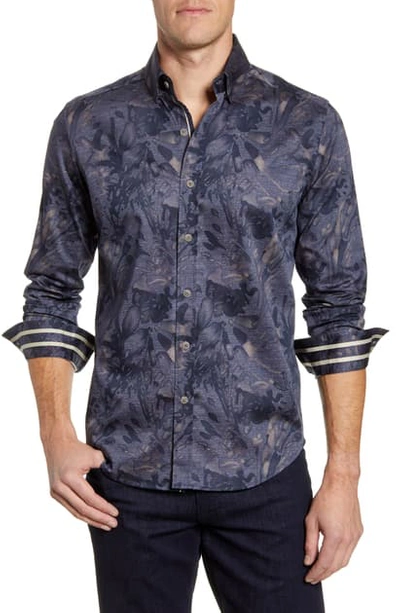 Robert Graham Salger Printed Classic Fit Button-down Shirt In Charcoal