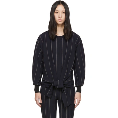 3.1 Phillip Lim / フィリップ リム Long-sleeve Striped Pullover W/ Belt In Na251 Navy