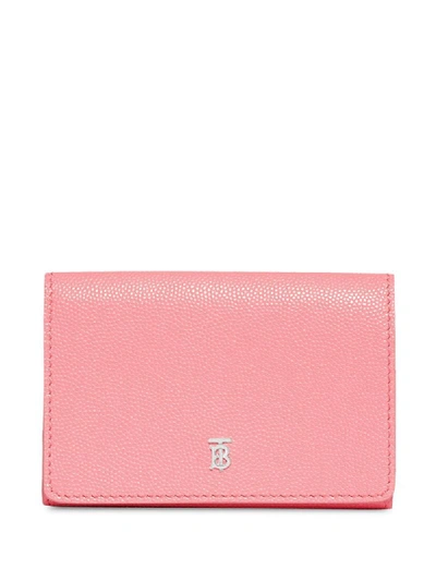 Burberry Small Grained Leather Bifold Wallet In Pink