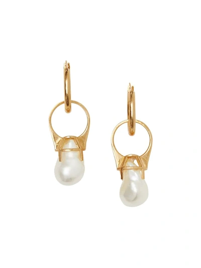 Burberry Faux -pearl Ring Earrings In Gold