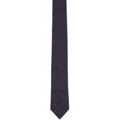 Paul Smith 6cm Embroidered Silk Tie In 47 Navy