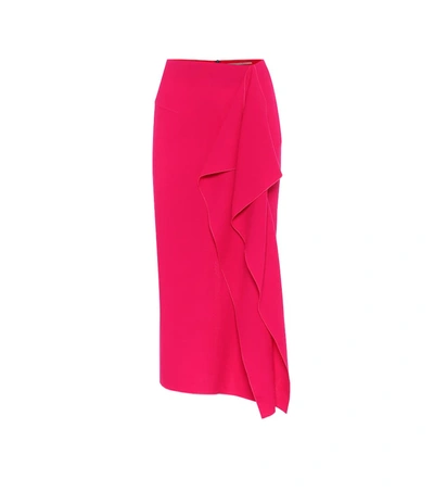 Roland Mouret Wool-crêpe Skirt In Pink