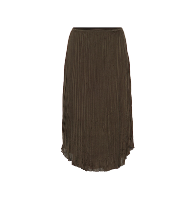Vince Pleated-crêpe Skirt In Green
