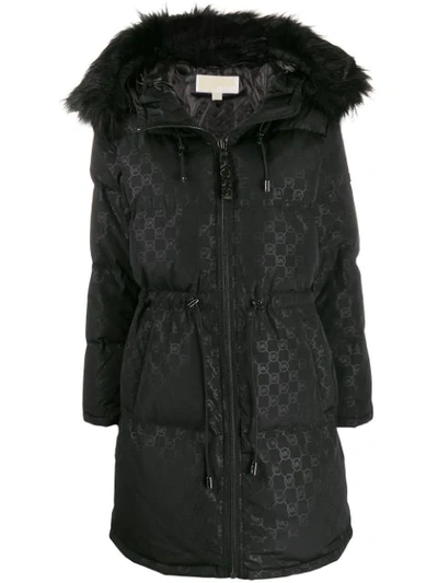 Michael Michael Kors Logo Monogram Coat In Black