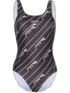 House Of Holland Logo Print Swimsuit In Black