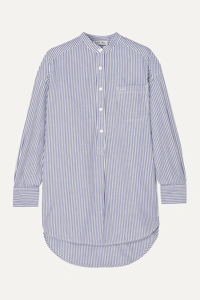 Alex Mill Gathered Back Oversized Stripe Shirt In Navy In White