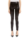 Theory Skinny Chintz Faux-leather Stretch Leggings In Mink Brown