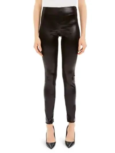 Theory Skinny Chintz Faux-leather Stretch Leggings In Mink Brown
