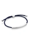 Monica Vinader Friendship Bracelet In Silver/ Denim Blue