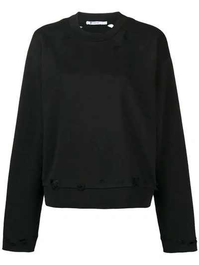 Alexander Wang T Distressed Sweatshirt In Black