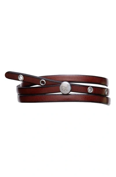 Degs & Sal Adjustable Leather Wrap Bracelet In Brown