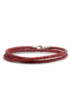 Degs & Sal Braided Antique Leather Wrap Bracelet In Red