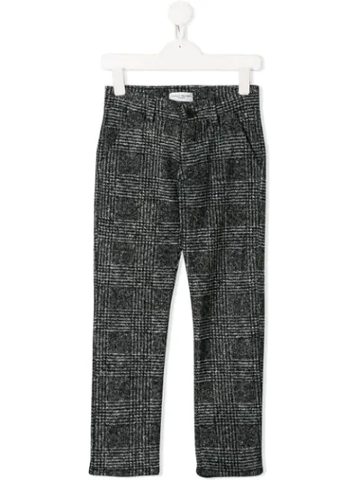 Paolo Pecora Kids' Checked Wool Blend Trousers In Black