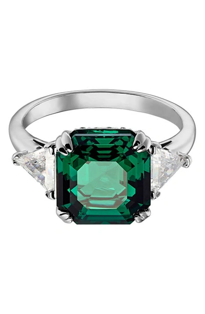 Swarovski Attract Trilogy Crystal Cocktail Ring In Emerald