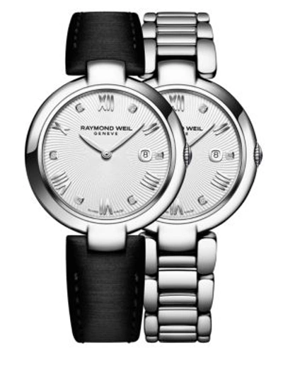 Raymond Weil Shine Diamonds And Stainless Steel Watch And Interchangeable Straps Set In Grey