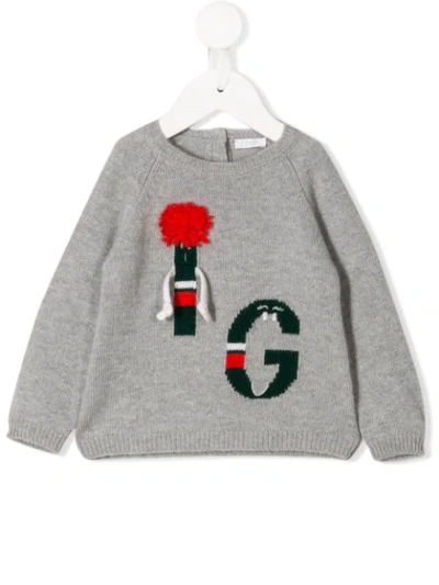 Il Gufo Babies' Stitched Letter Jumper In Grey