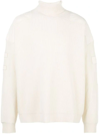 Amiri Military Patch Turtle Neck Jumper In White