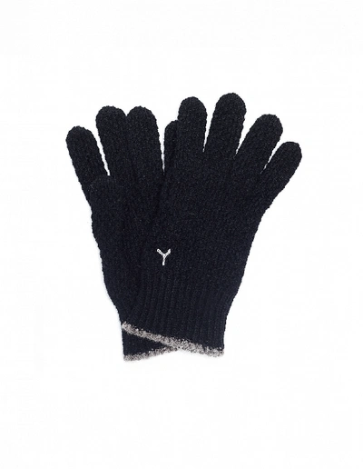 Y's Black Wool Embroidered Gloves
