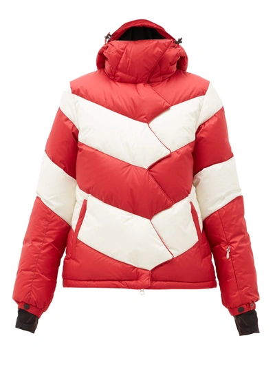 Perfect Moment Chevron Super Down-filled Ski Jacket In Red/snow White