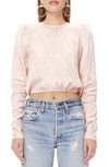 Afrm Reeve Tie-back Cropped Top In Icy Pink Snake