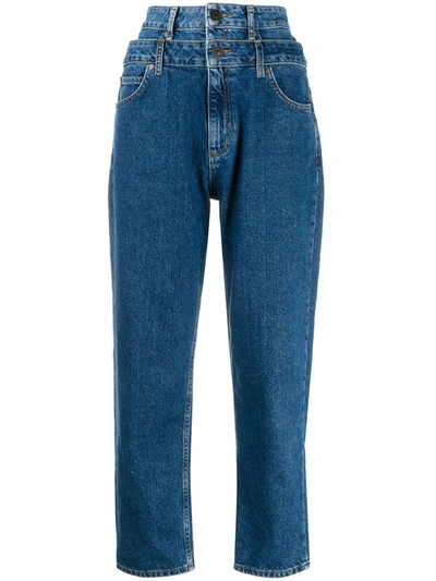 Sandro Kitty High-rise Layer-effect Jeans In Blue