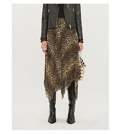The Kooples Contemporary Pleated Leopard Print Midi Skirt