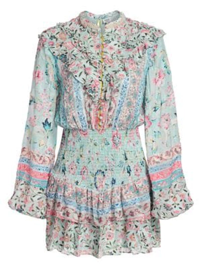 Hemant & Nandita Hemant And Nandita Hana Ruffled Floral Burnout Dress In Multi