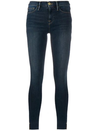 Frame Le Skinny De Jeanne Slit Rivet Raw-edge Jeans In Fayette