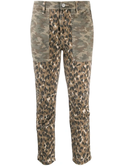 Current Elliott Current/elliott The Weslan Mixed Print Cropped Pants In Camo,animal Mix