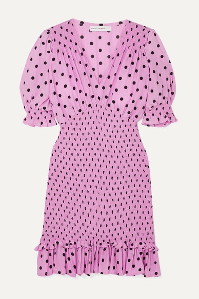 Faithfull The Brand Margherita Ruffled Polka Dot Crepe Mini Dress Size In Lilac