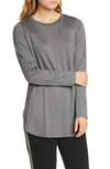 Eileen Fisher Petite Stretch Terry Long-sleeve Shirttail Long Tunic In Ash