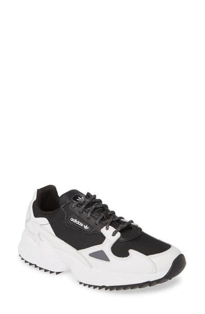 Adidas Originals Women's Falcon Low-top Dad Sneakers In Black/ White/ Night Metallic
