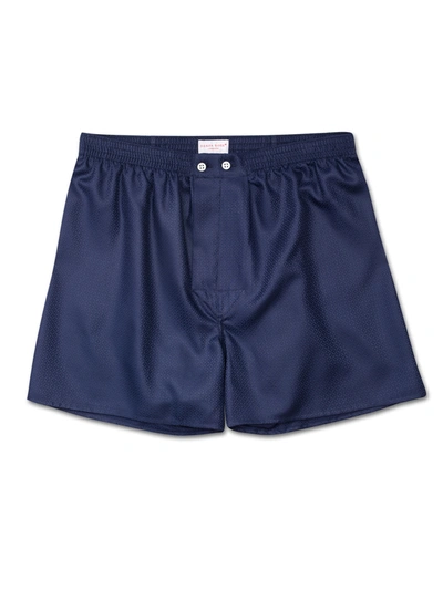 Derek Rose Lombard Cotton-jacquard Boxer Shorts In Blue