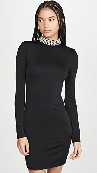 Alice And Olivia Inka Open-back Crystal-embellished Cady Mini Dress In Black