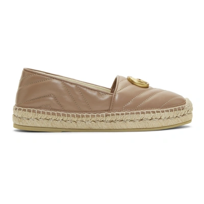 Gucci Pilar Gg Matelassé Chevron Flat Espadrille In Pink