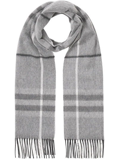 Burberry The Classic Check Cashmere Scarf In Grey