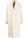 Off-white Oversized Shearling Coat In Cream