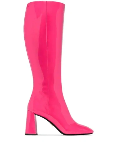 Prada Knee-high Mid-heel Boots In Pink