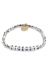 Little Words Project Strength Beaded Stretch Bracelet In Comet Light Silver White
