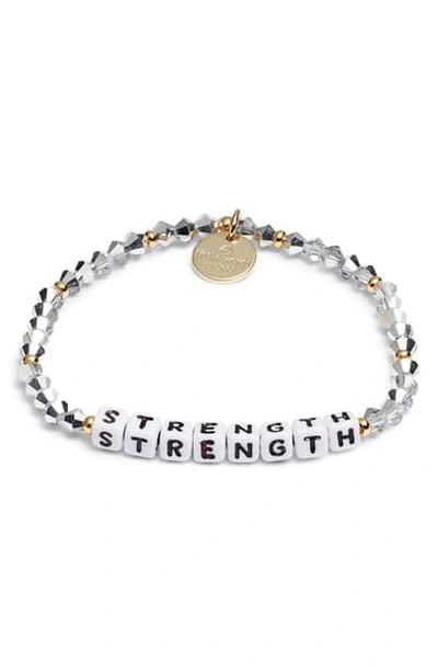 Little Words Project Strength Beaded Stretch Bracelet In Comet Light Silver White