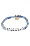 Little Words Project Strength Beaded Stretch Bracelet In Aquamarine White