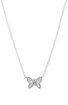 Argento Vivo Pave Butterfly Pendant Necklace In Silver