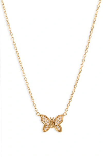Argento Vivo Pave Butterfly Pendant Necklace In Gold