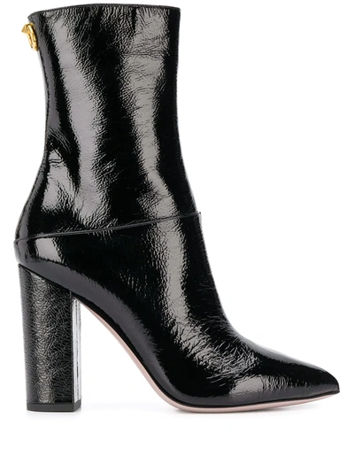 Valentino Garavani 100mm Ringstud Naplack Ankle Boots In Black