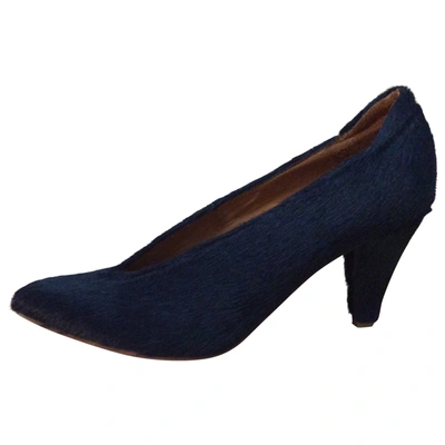 Pre-owned Lover Pony-style Calfskin Heels In Blue