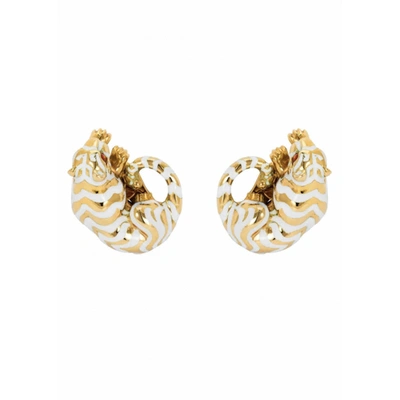 Pre-owned David Webb White Yellow Gold Earrings