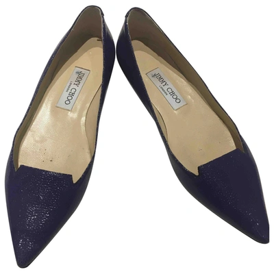 Pre-owned Jimmy Choo Patent Leather Flats In Purple
